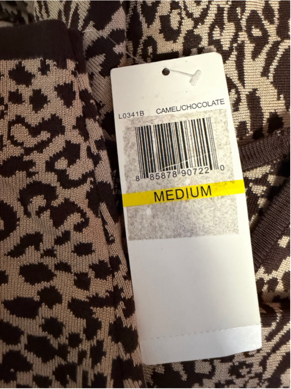 Women's Nina Leonard Dress Medium Camel Chocolate Animal Print Midi New NWT - Picture 16 of 16